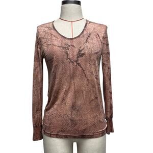 Dharma Trading Womens Size S Snake Print Semi Sheer Long Sleeve Top